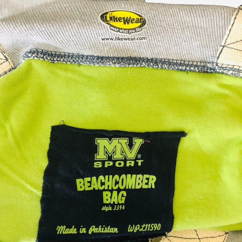 MV Sport Beachcomber Sleepover Oversized Drawstring Tote Bag Navy & Gray Stripe